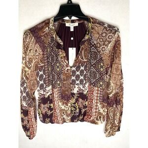 Haver & Blair Blouse Small Boho whimsigoth patchwork earthy peasant button up